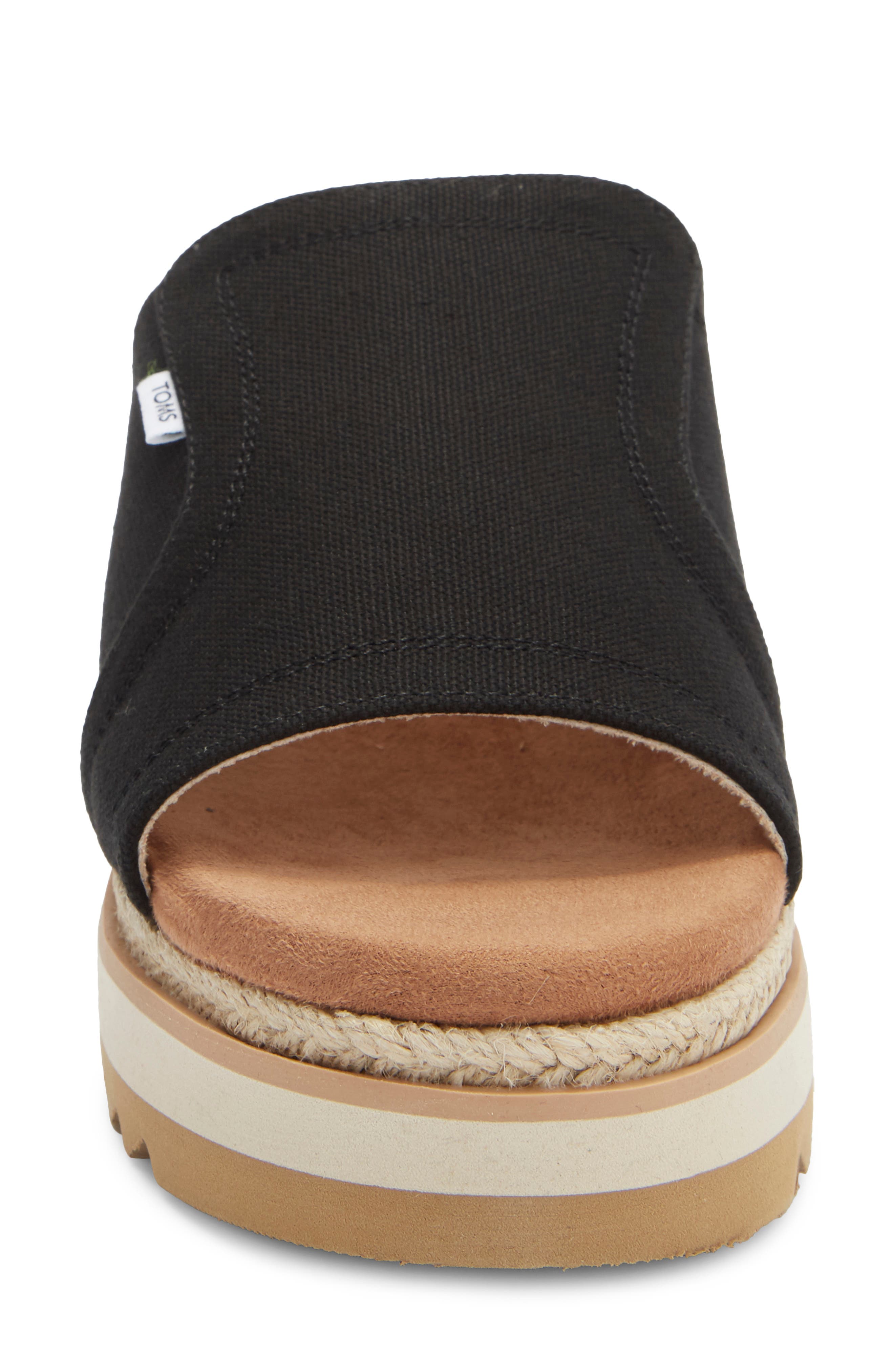 TOMS Naia Platform Wedge Espadrille Slide Sandal, Alternate, color, Black