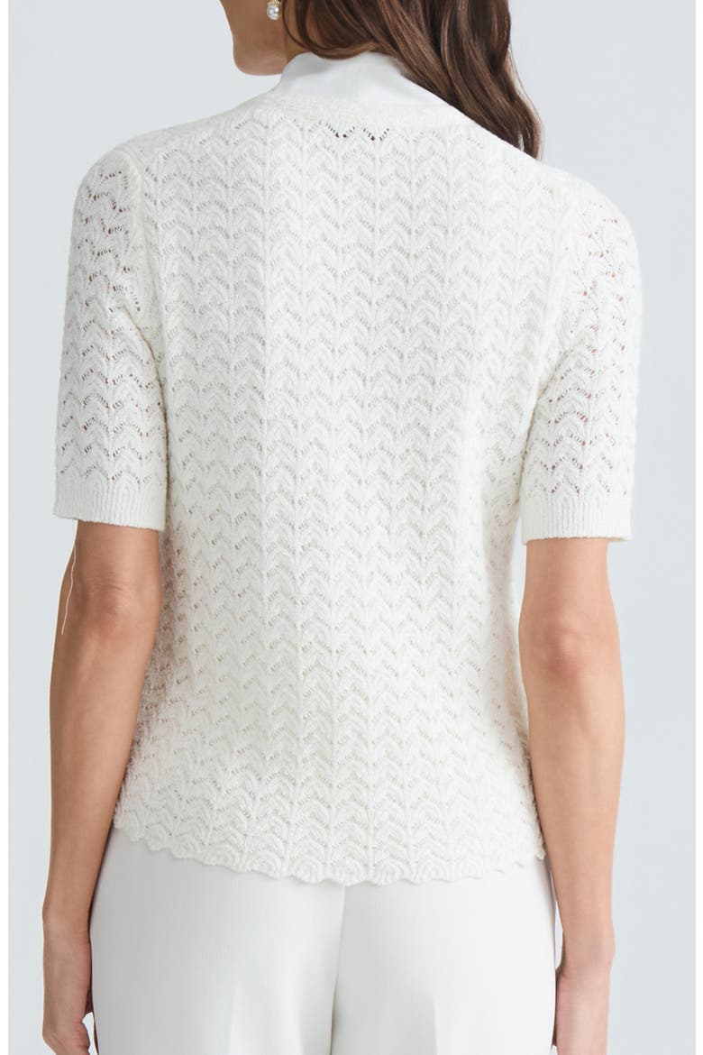 Texture Stitch Short Sleeve Cardigan, Alternate, color, VANILLA ICE