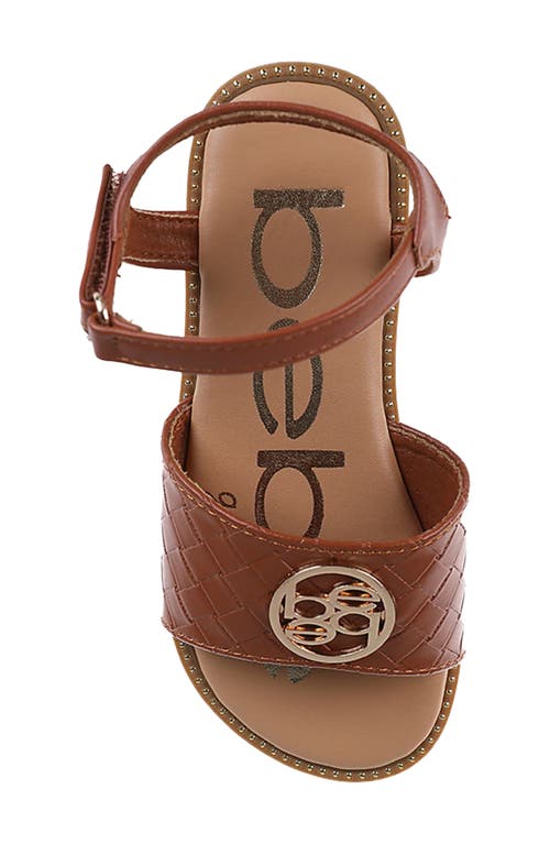 Bebe Little Girls Embossed Flat With Medallion Hardware Sandals In Cognac