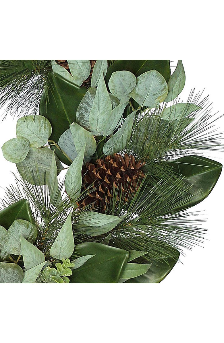 CG Hunter 28 inch Magnolia, Eucalyptus, Pinecone, & Needle Pine Wreath, Alternate, color, Green