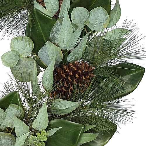 Cg Hunter 28 Inch Magnolia, Eucalyptus, Pinecone, & Needle Pine Wreath In Green