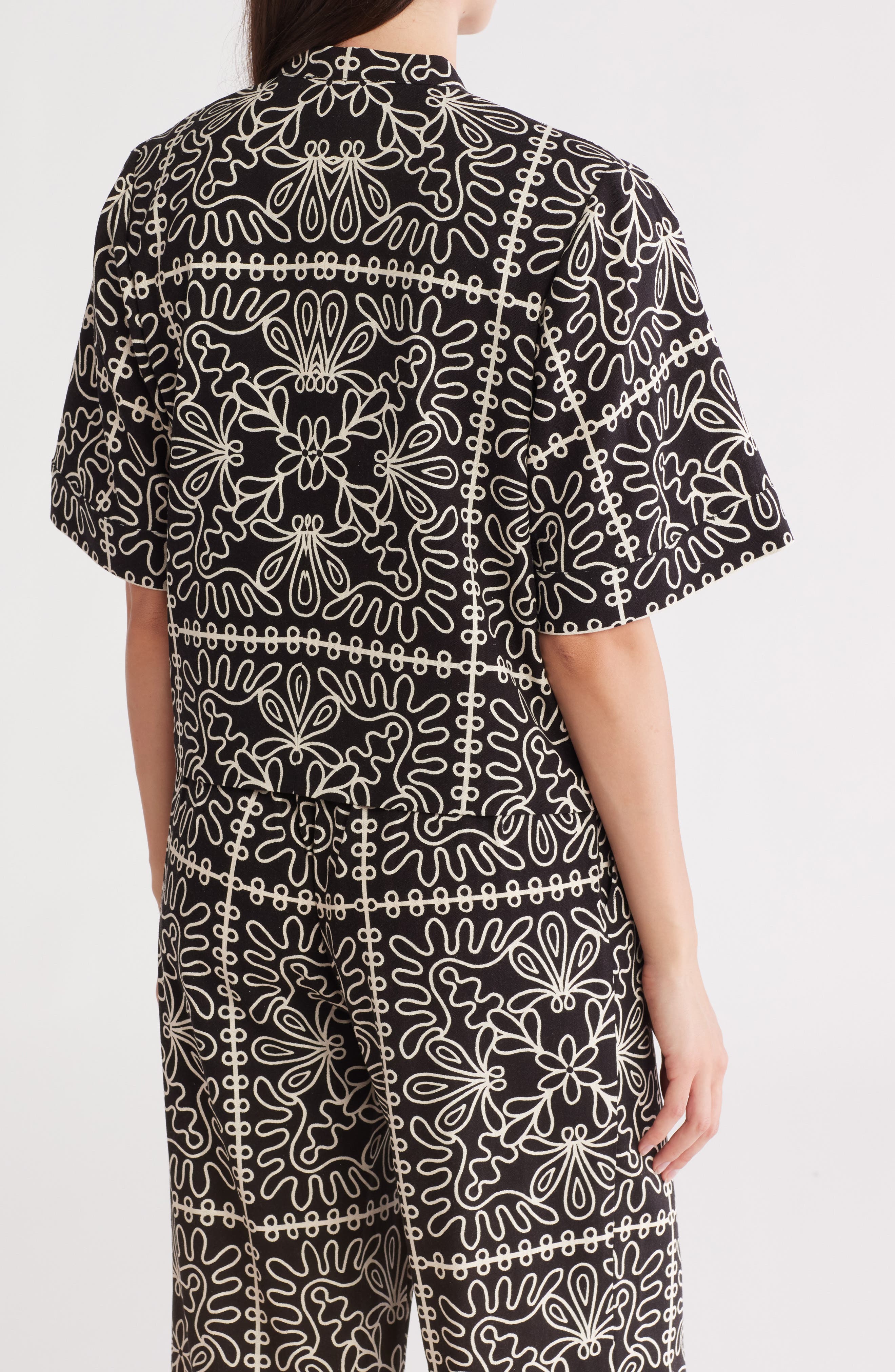 Mandarin Collar Elbow Length Sleeve Top - image 2