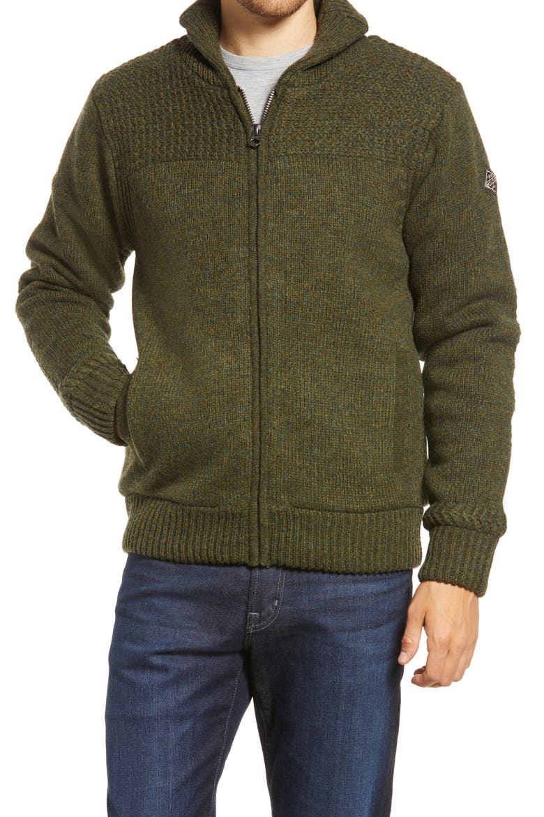 Lined Wool Blend Zip Sweater Jacket, Alternate, color, MOSS
