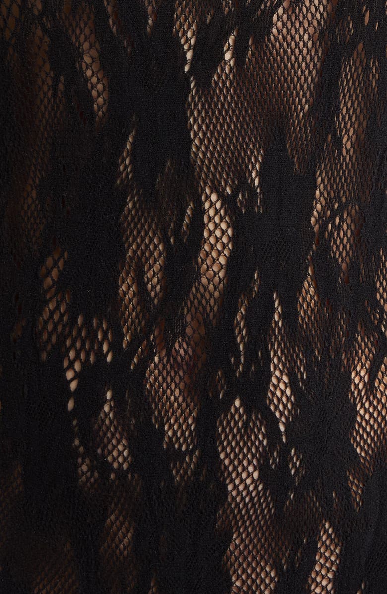 MeMoi Floral Long Sleeve Seamless Bodysuit, Alternate, color, Black