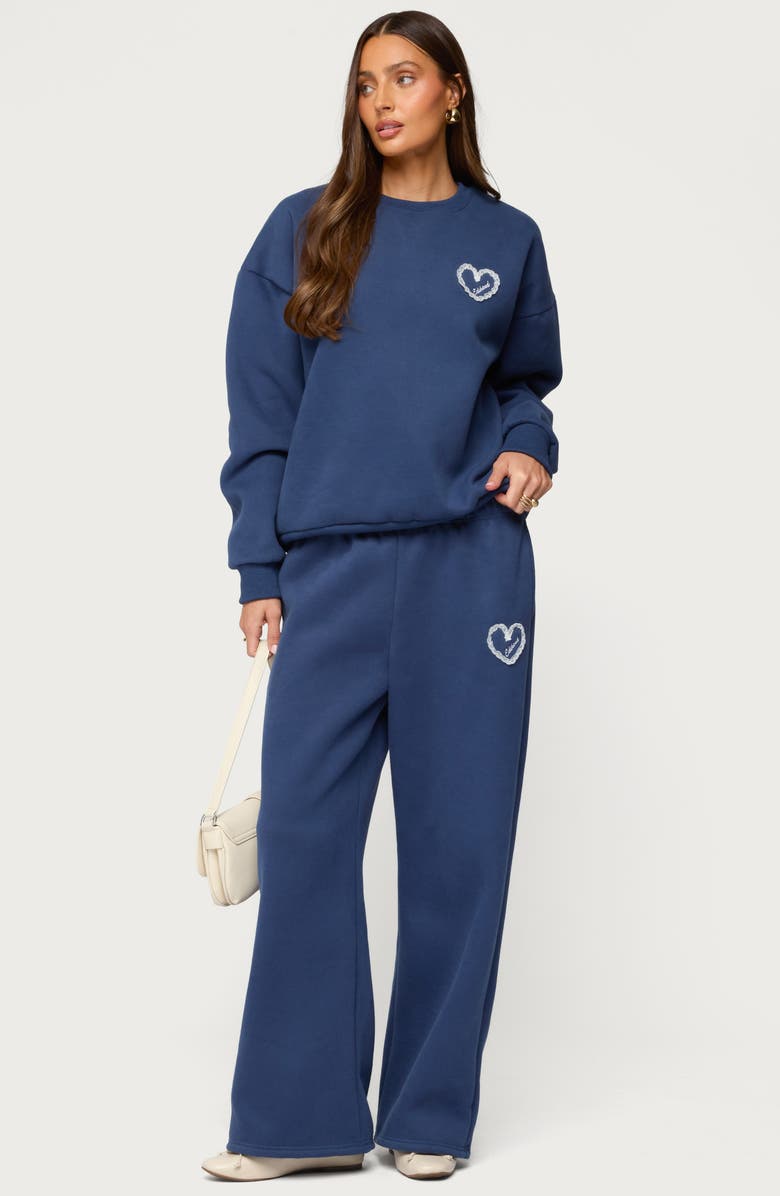 EDIKTED Love Edikted Wide Leg Sweatpants, Alternate, color, Navy