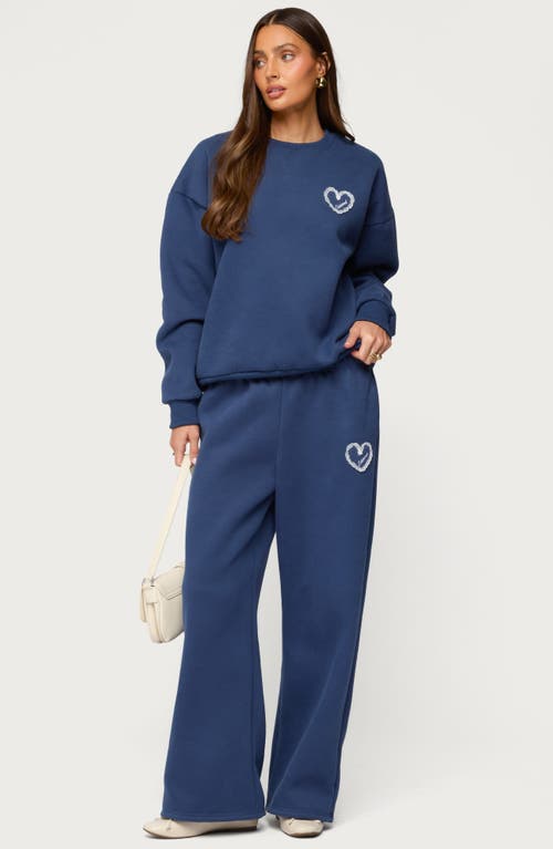 Edikted Wide Leg Sweatpants In Blue