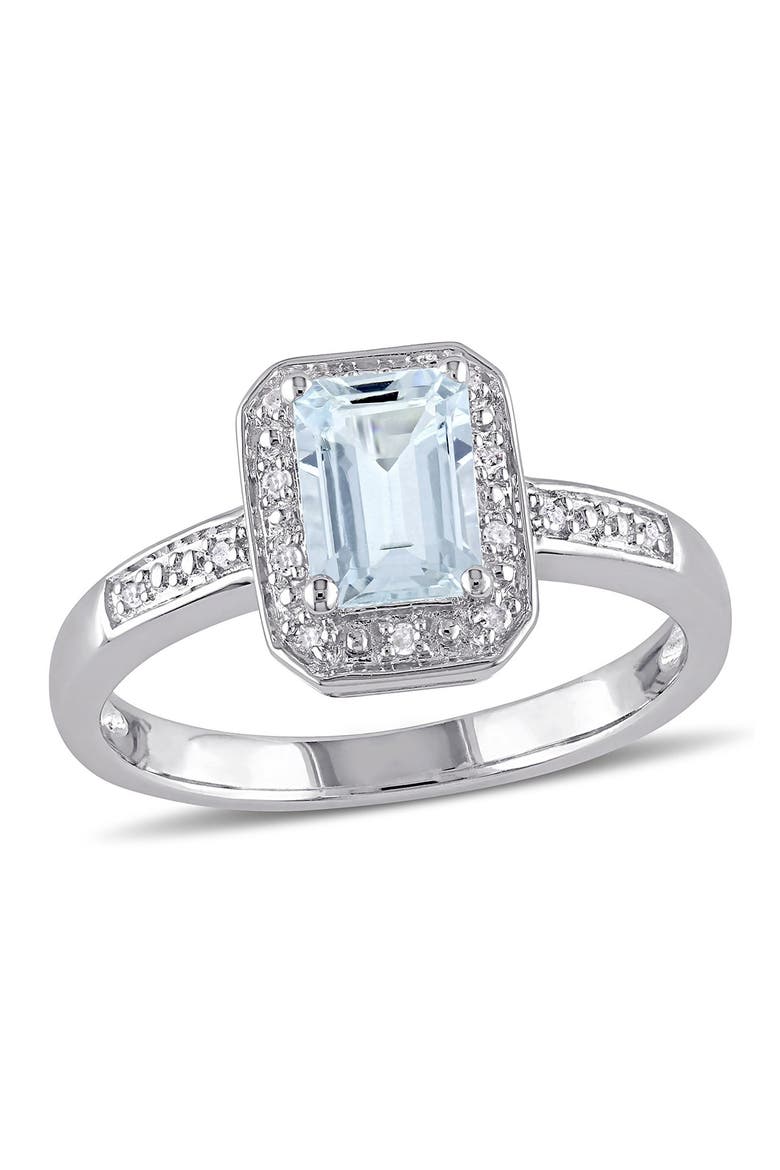 Pavé Diamond & Aquamarine Ring, Main, color, BLUE