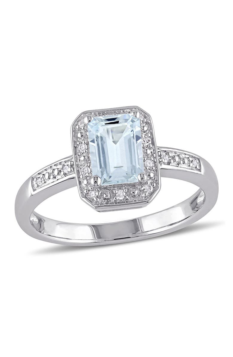 DELMAR Pavé Diamond & Aquamarine Ring, Main, color, Blue