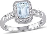 DELMAR Pavé Diamond & Aquamarine Ring