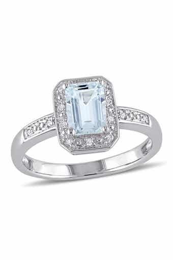 DELMAR Pavé Diamond & Aquamarine Ring