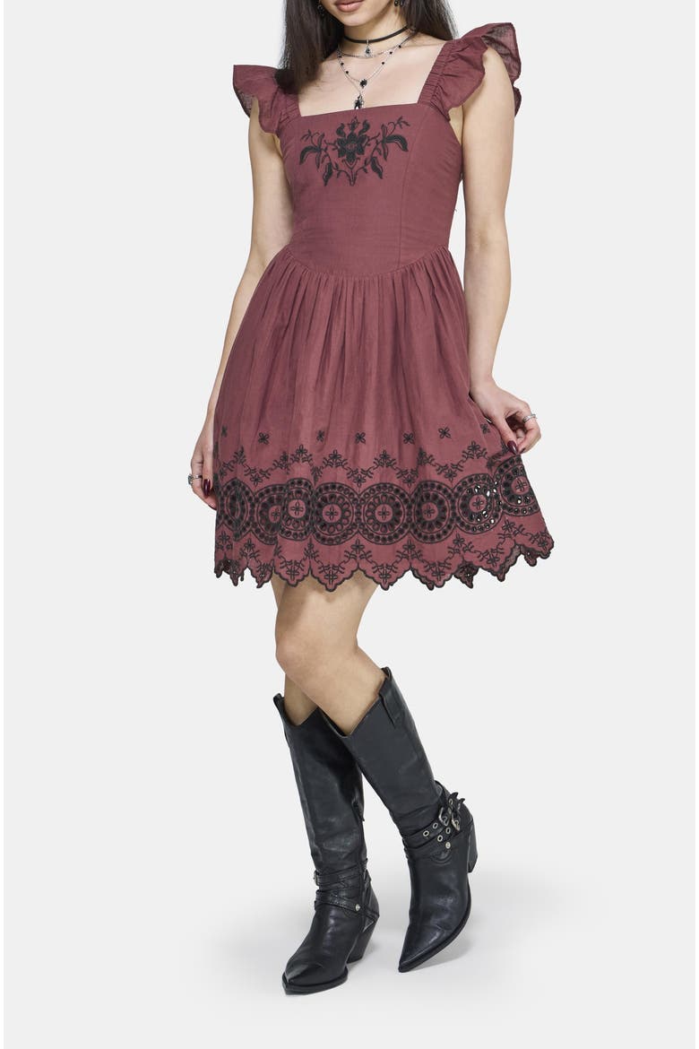 Noirette Broderie Mini Dress, Alternate, color, Black