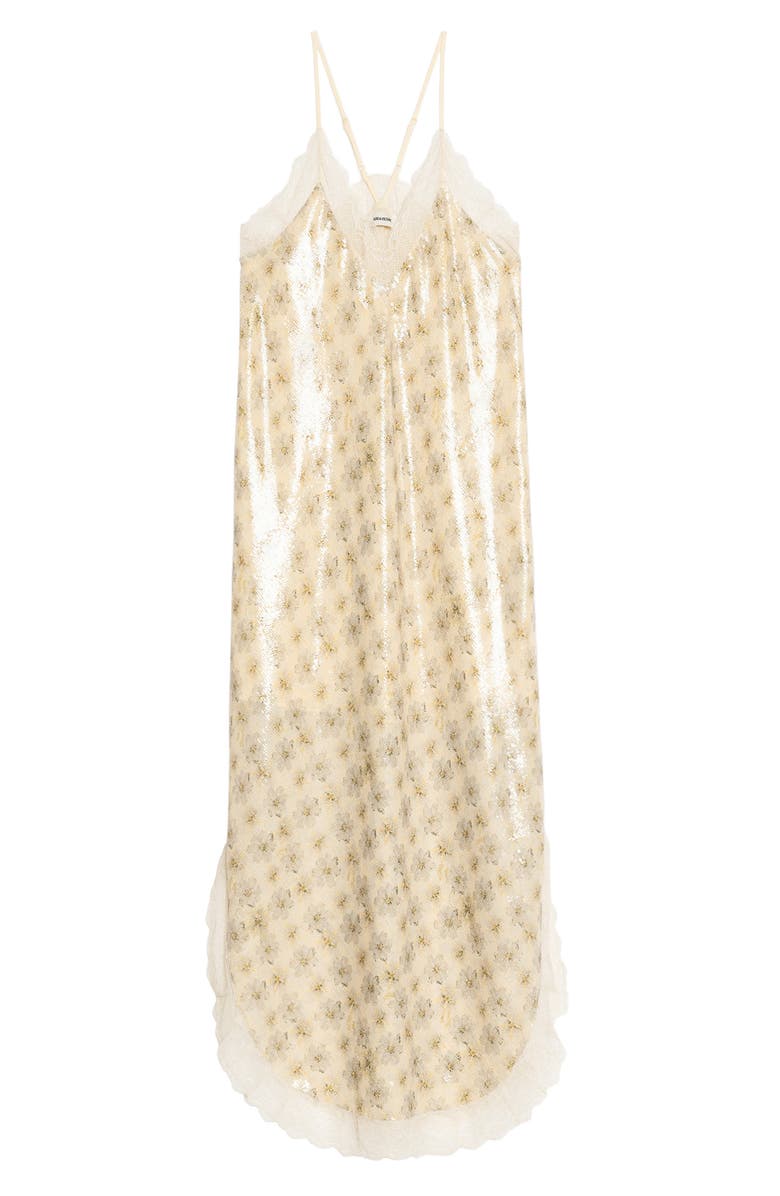 Zadig & Voltaire Ristyl Mirror Flowers Sequin Slipdress, Alternate, color, Vanille