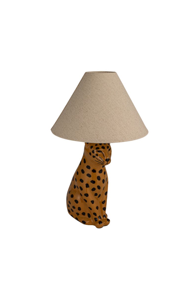 Storied Home Cheetah Table Lamp with Shade and Inline Switch, Main, color, Yellow