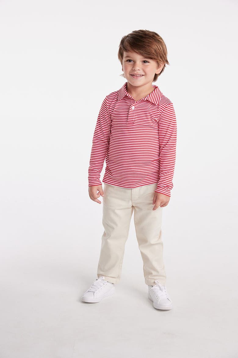 Kids' Striped Long Sleeve Polo, Alternate, color, Red Stripe