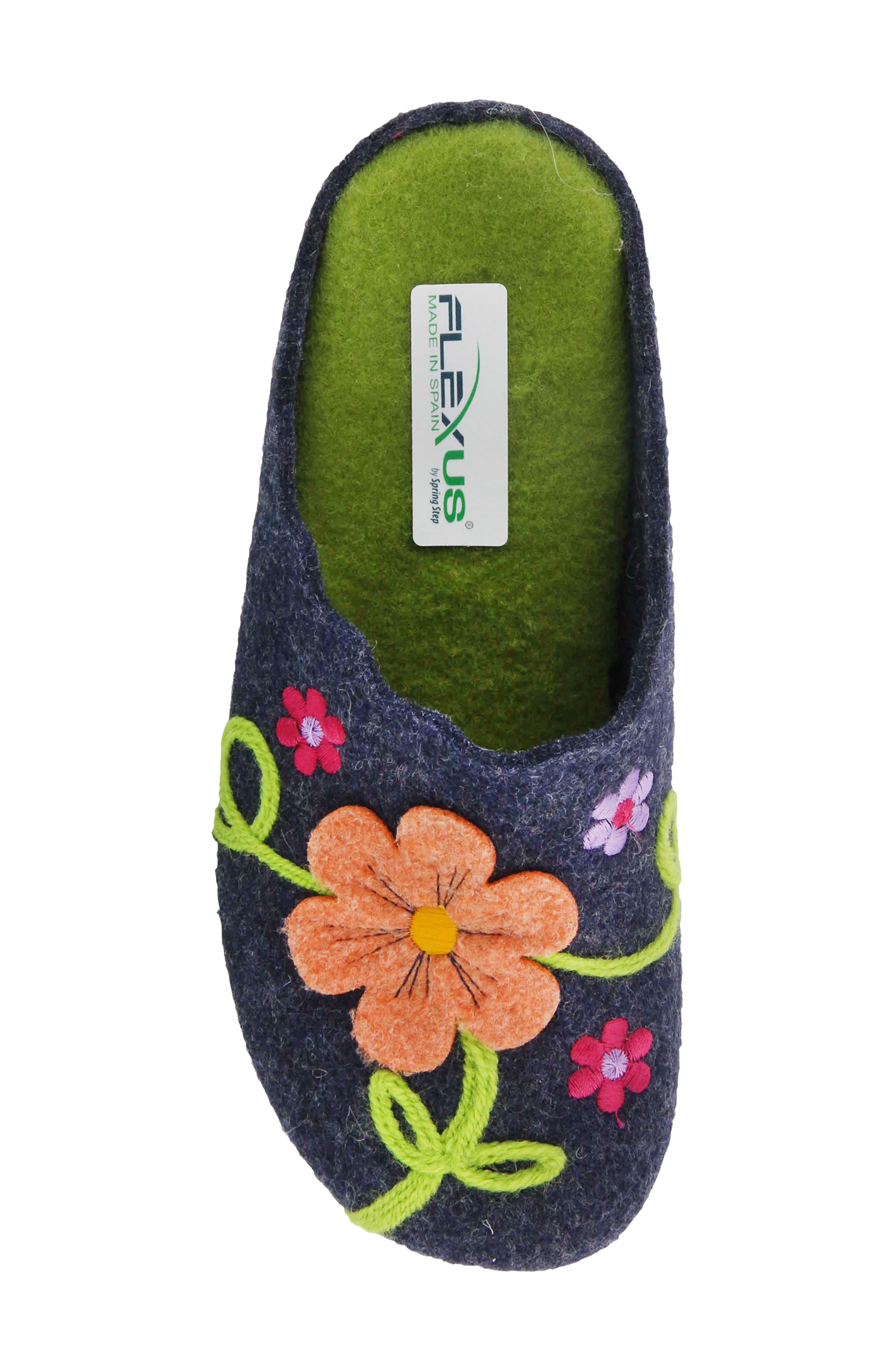 Flexus by Spring Step Posie Scuff Slipper, Alternate, color, Navy