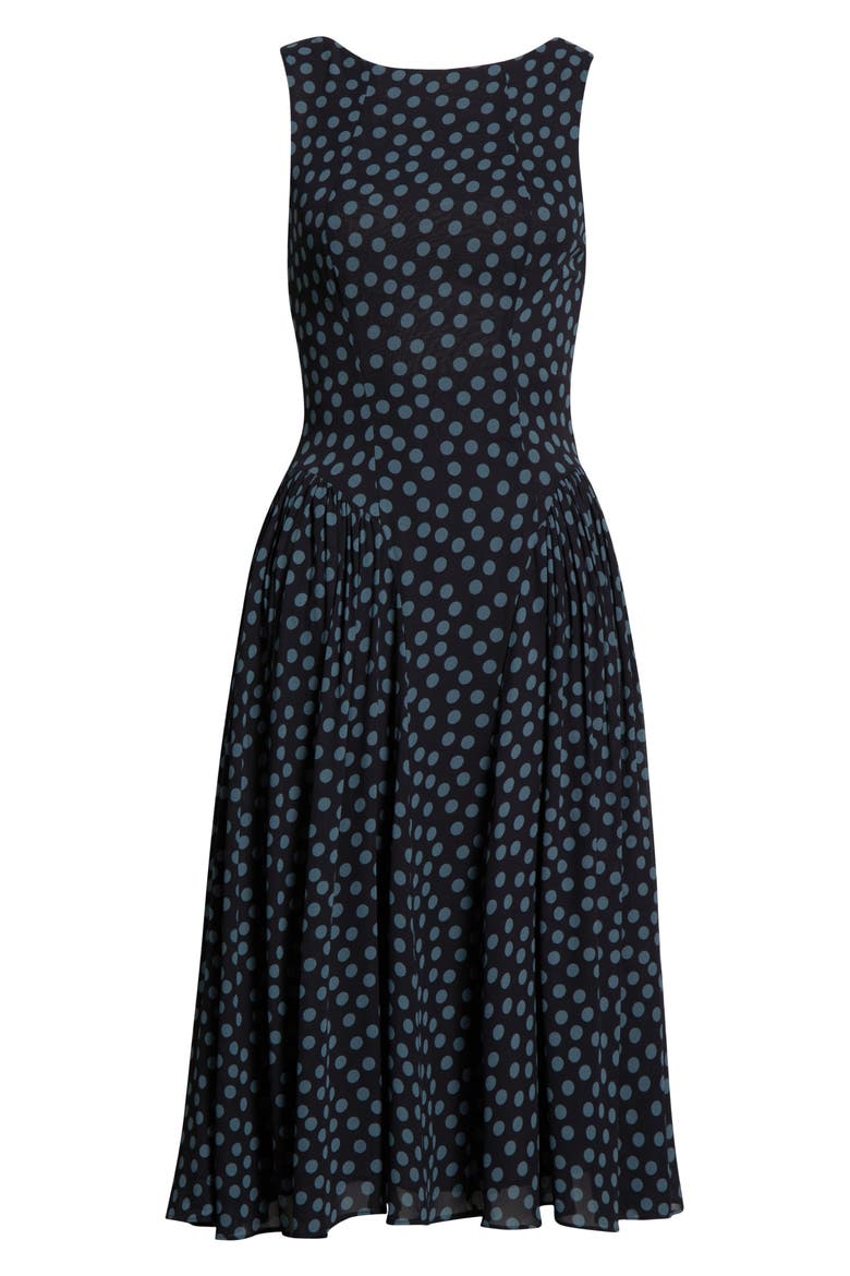 Anelis Polka Dot Drop Waist Midi Dress, Main, color, COSMIC DOT