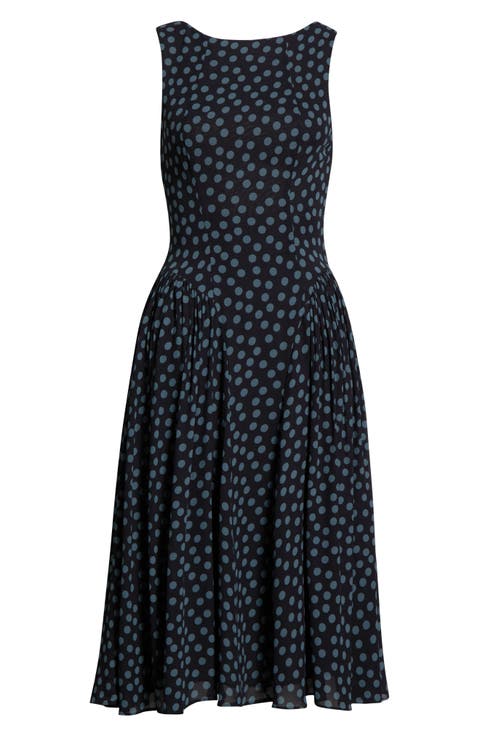 Anelis Polka Dot Drop Waist Midi Dress
