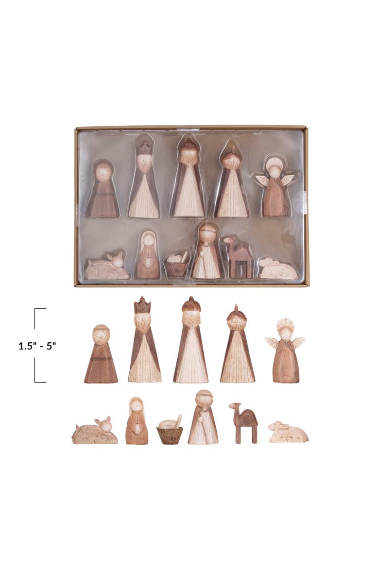 Wood-Finish Resin Nativity Set, Natural, Set of 11, Alternate, color, Natural
