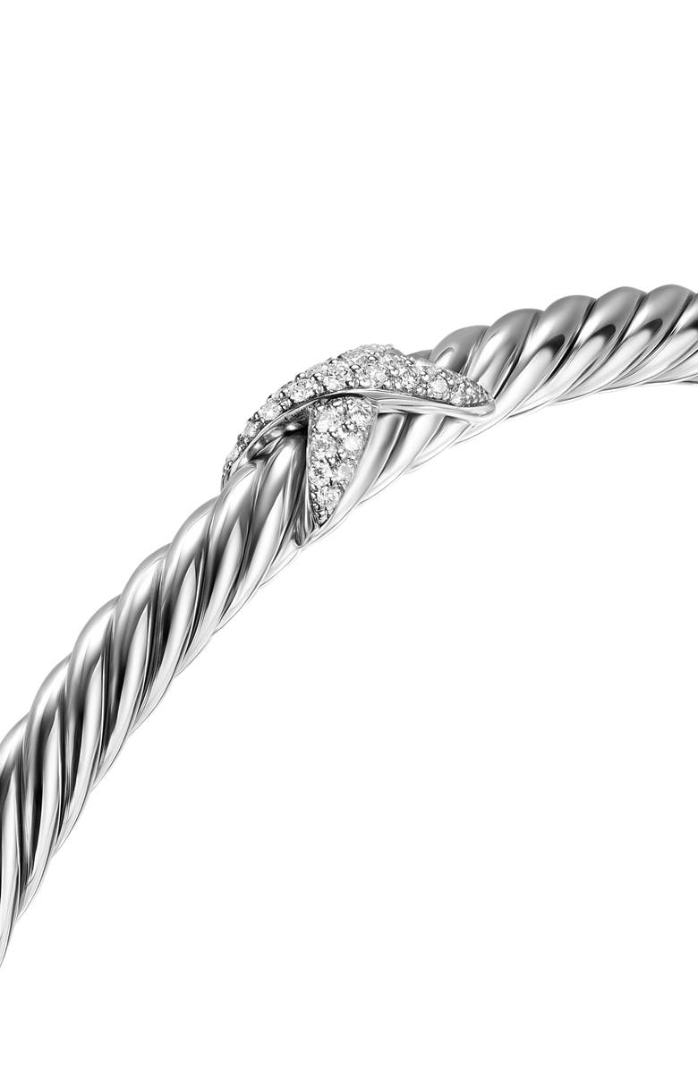 David Yurman Cable Flex X Station Bracelet in Sterling Silver with Diamonds, 4mm, Alternate, color, Diamond