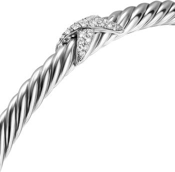 Cable Flex X Station Bracelet in Sterling Silver with Diamonds, 4mm