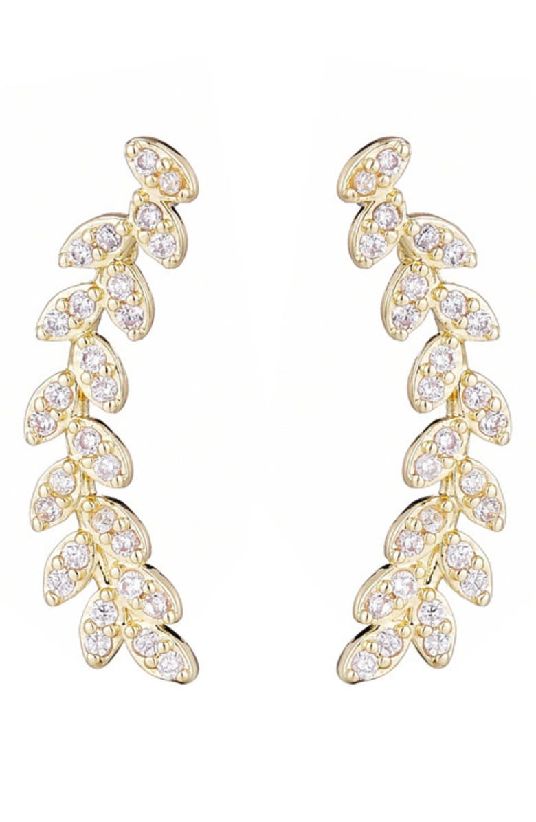Adornia Pavé CZ Curved Leaf Crawler Earrings, Alternate, color, Gold