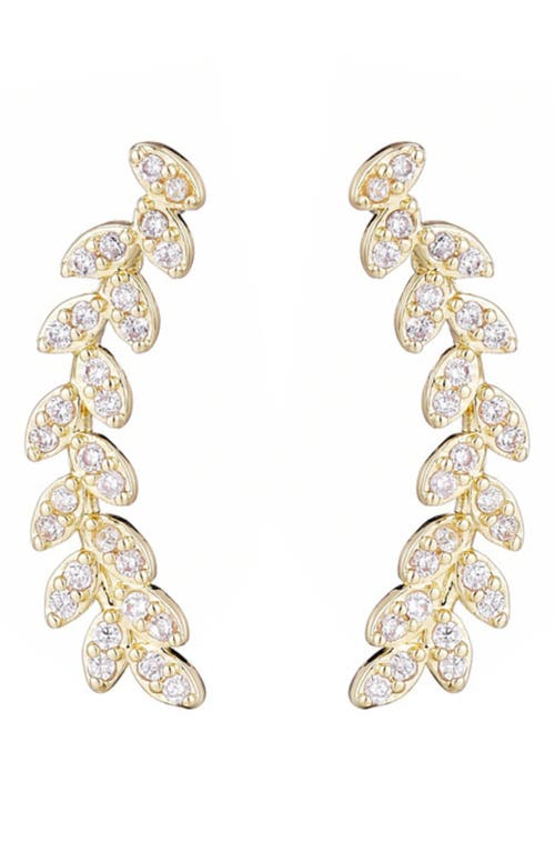 Adornia Pavé Cz Curved Leaf Crawler Earrings In Gold