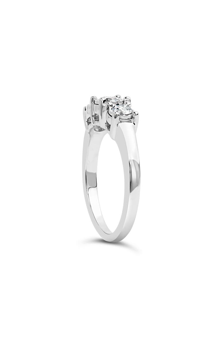 14K White Gold 1/2 Cttw Diamond Three Stone Illusion Plate Ring, Alternate, color, White