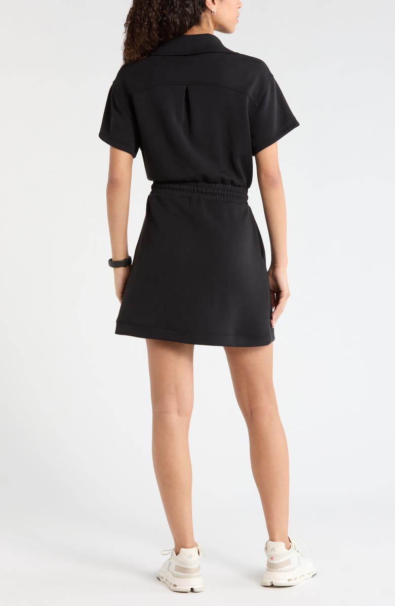 Zella Ultra Soft Knit Quarter Zip Dress, Alternate, color, Black