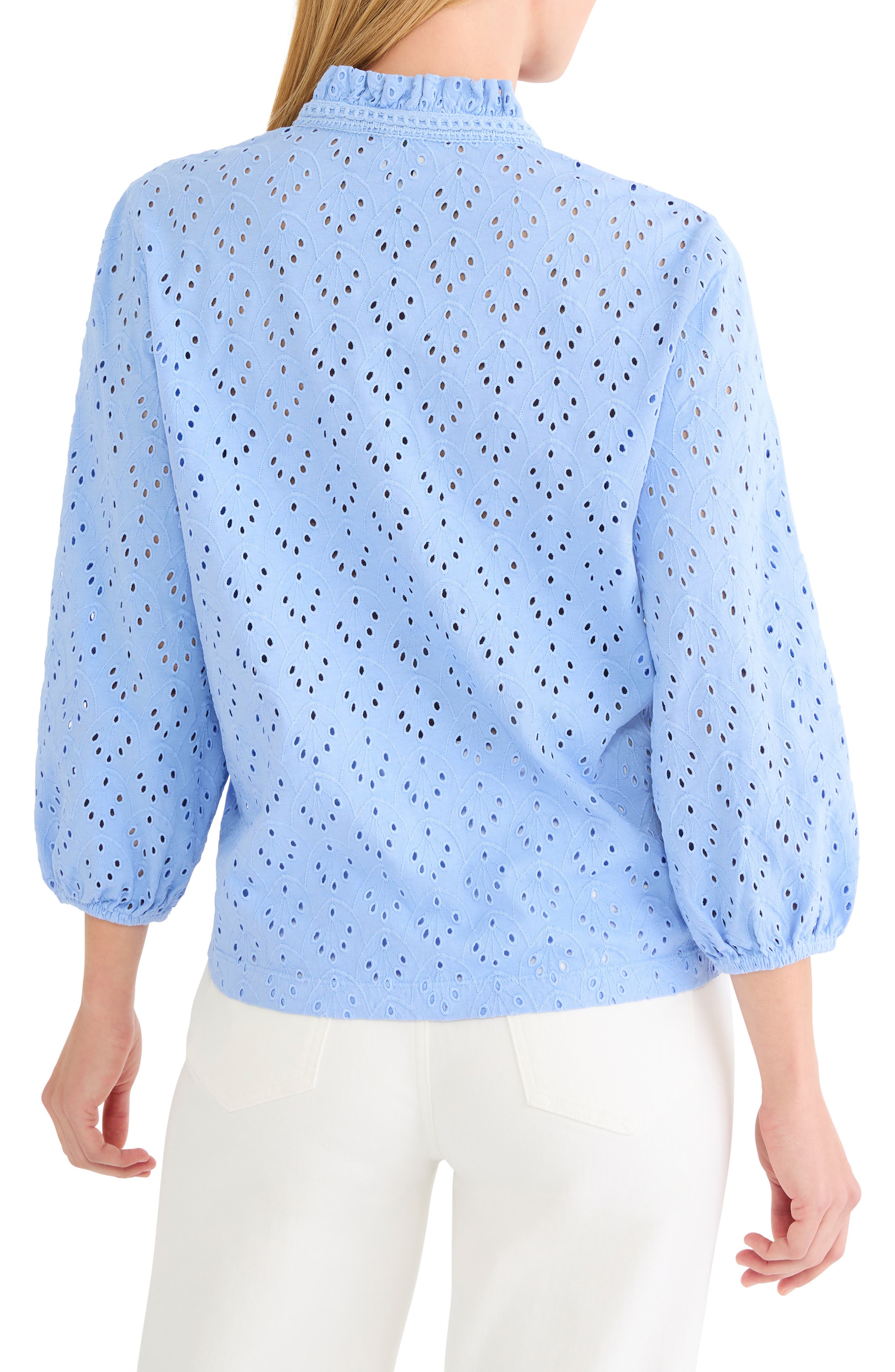 Ruffle Neck Eyelet Top - image 4