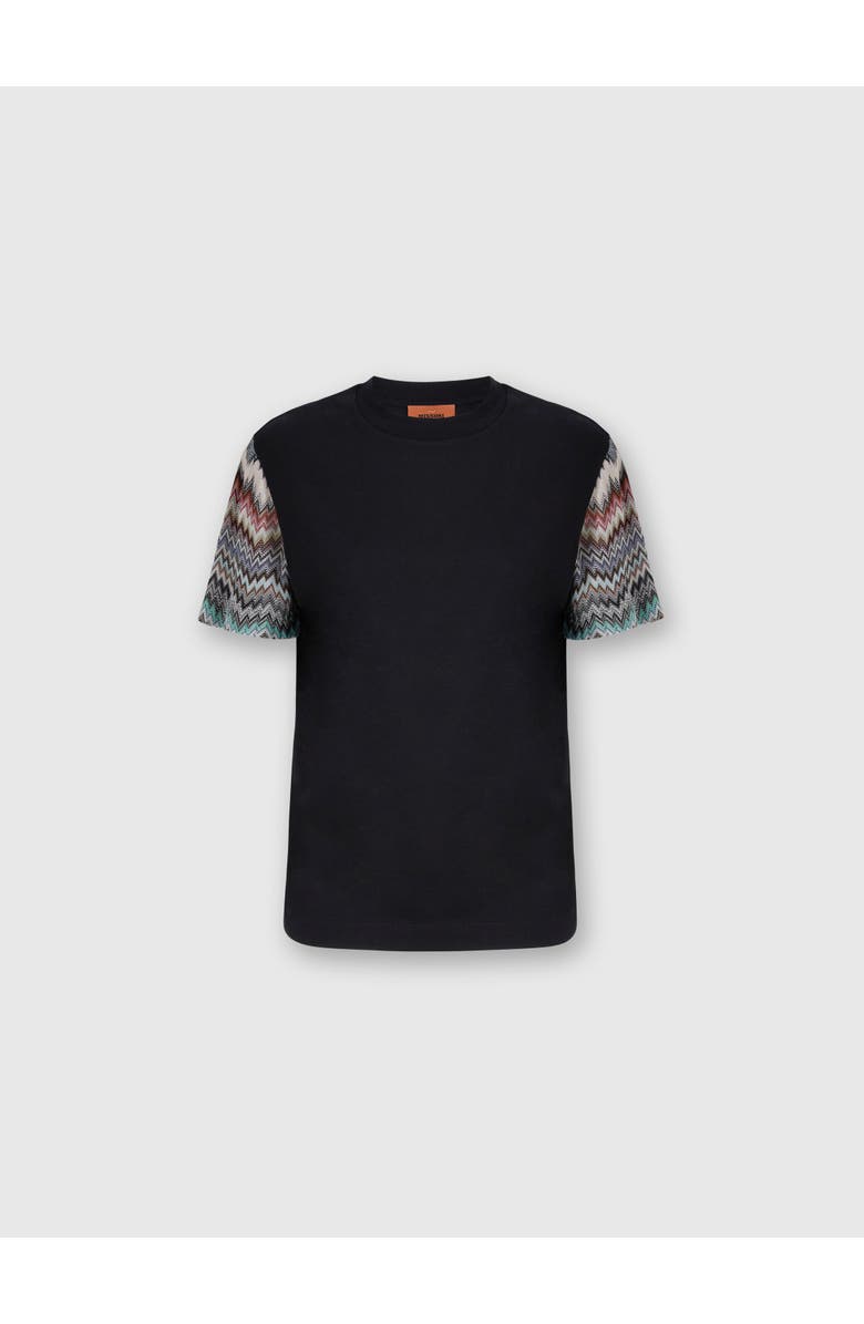 Missoni Short Sleeve T-shirt With Snake Pattern Insert, Main, color, Black