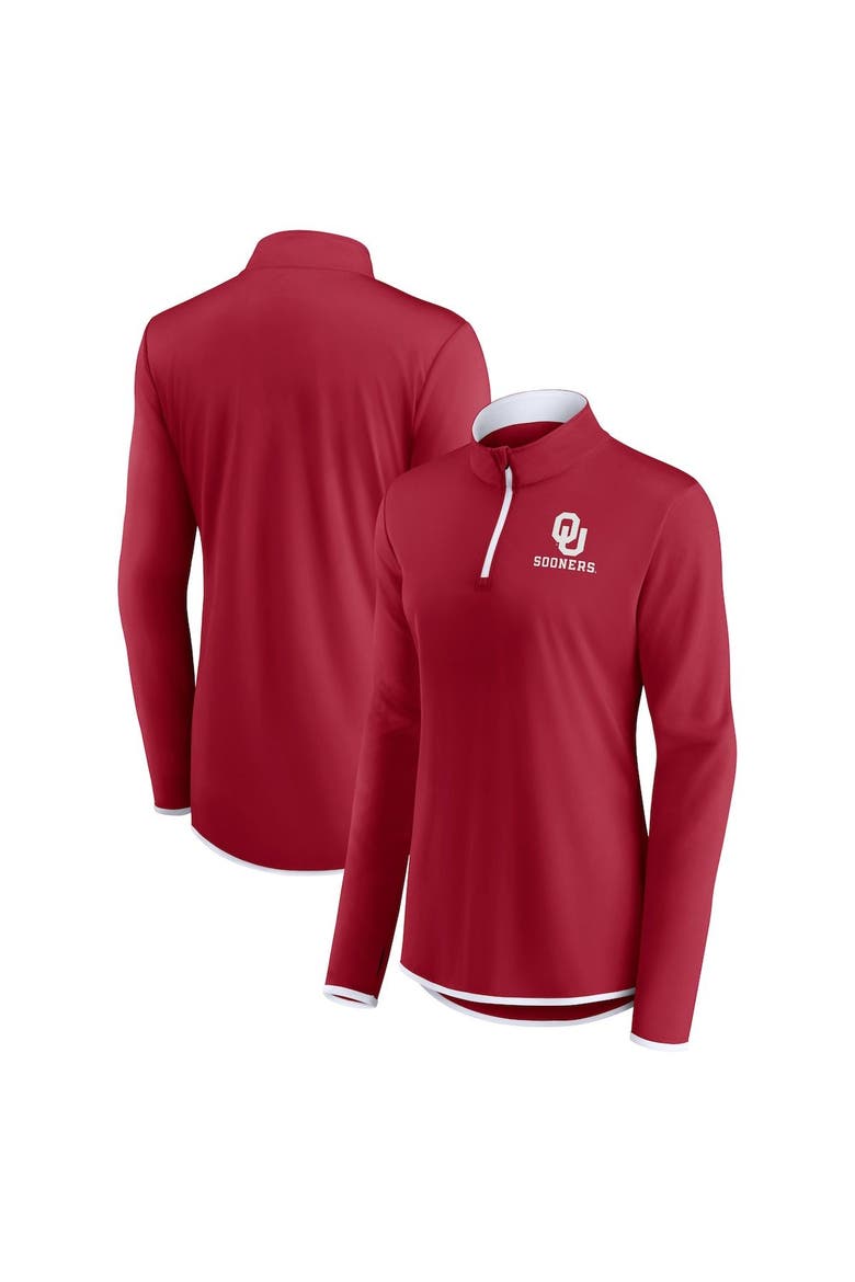 Women's Fanatics Crimson Oklahoma Sooners Worth the Drive Quarter-Zip Top, Main, color, Crimson