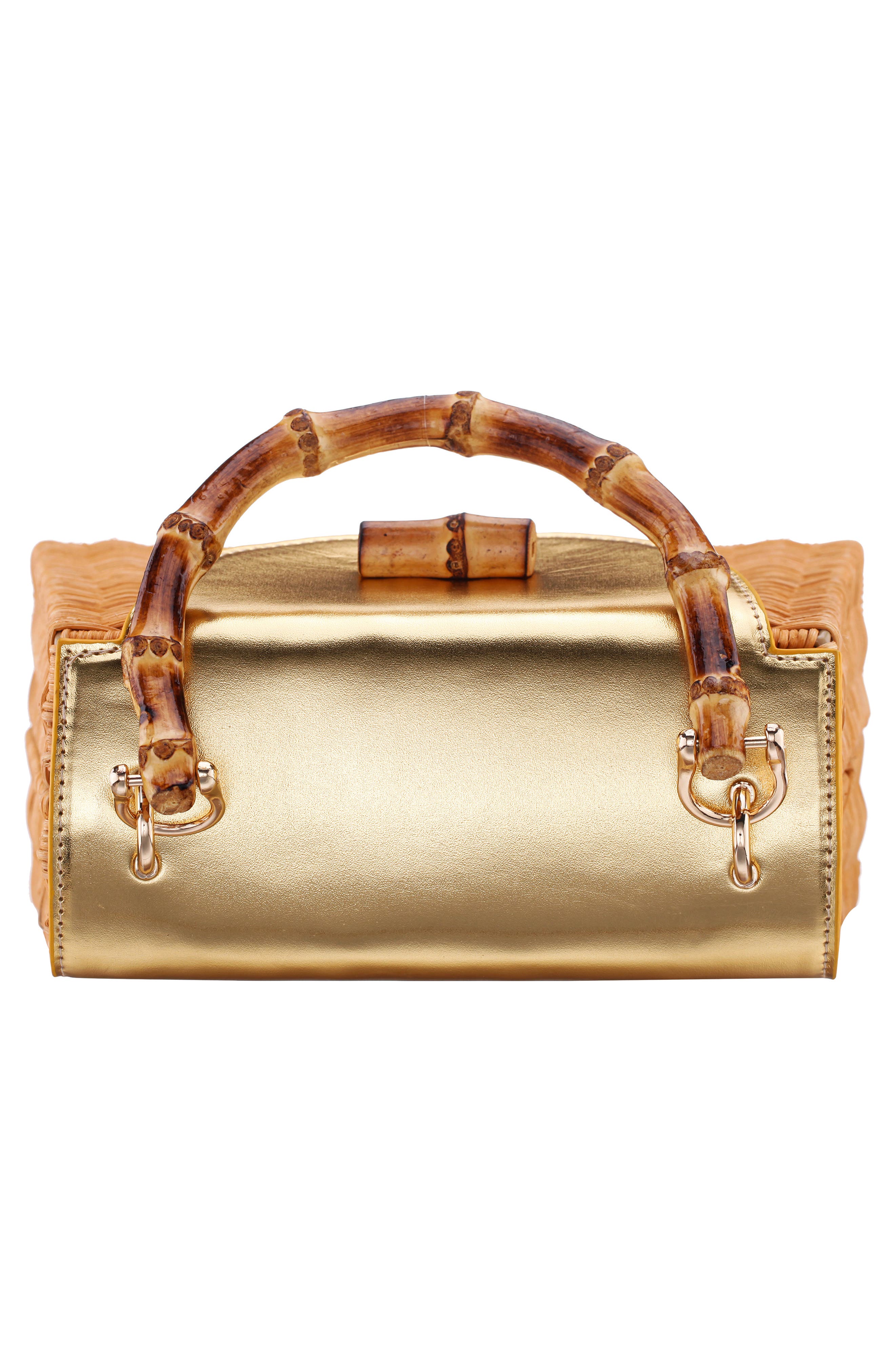 Nina Capri Top Handle Bag, Alternate, color, Natural/Gold