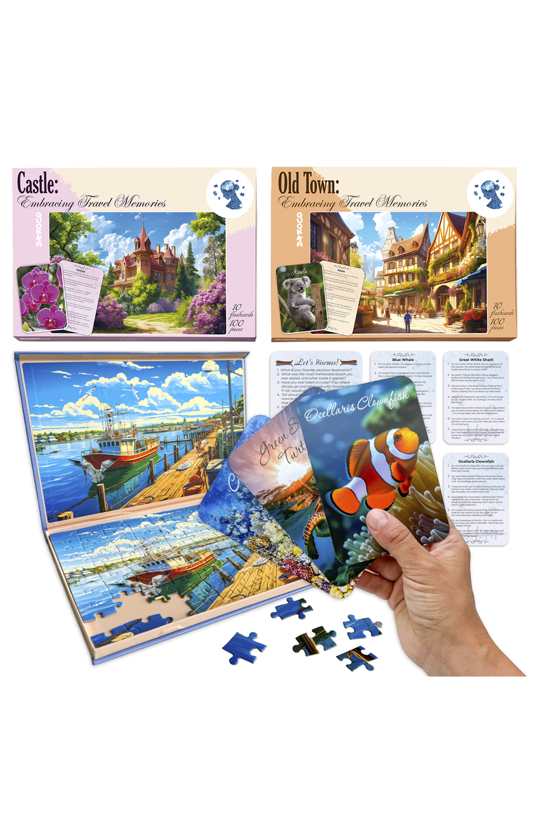 Quokka 100-Piece Cognitive Activity Puzzles - Large Piece Jigsaw Puzzle Set for Seniors, Main, color, Travel Memories