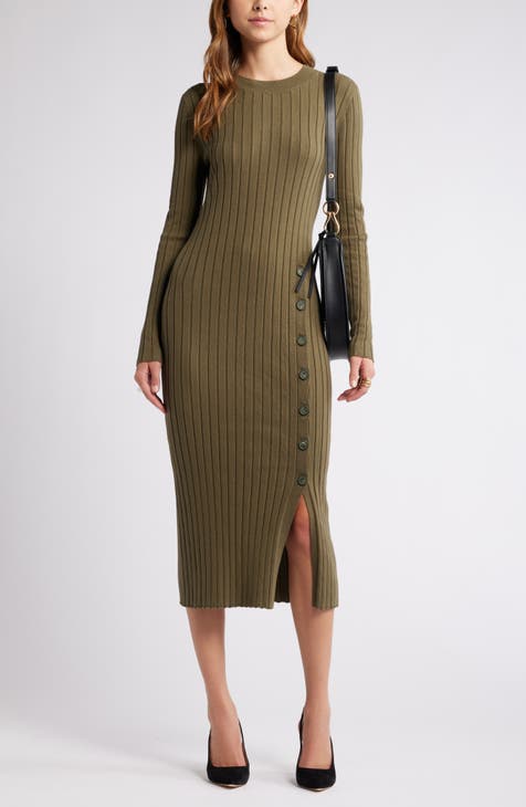 Olive green sweater dress online