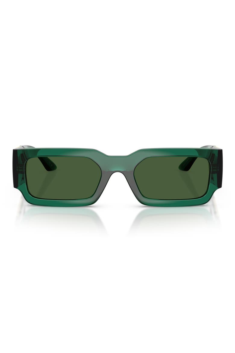 54mm Rectangular Sunglasses, Main, color, TRANSPARENT GREEN / DARK GREEN