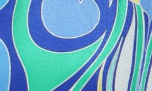 Apny Print Tie Front Top In Blue