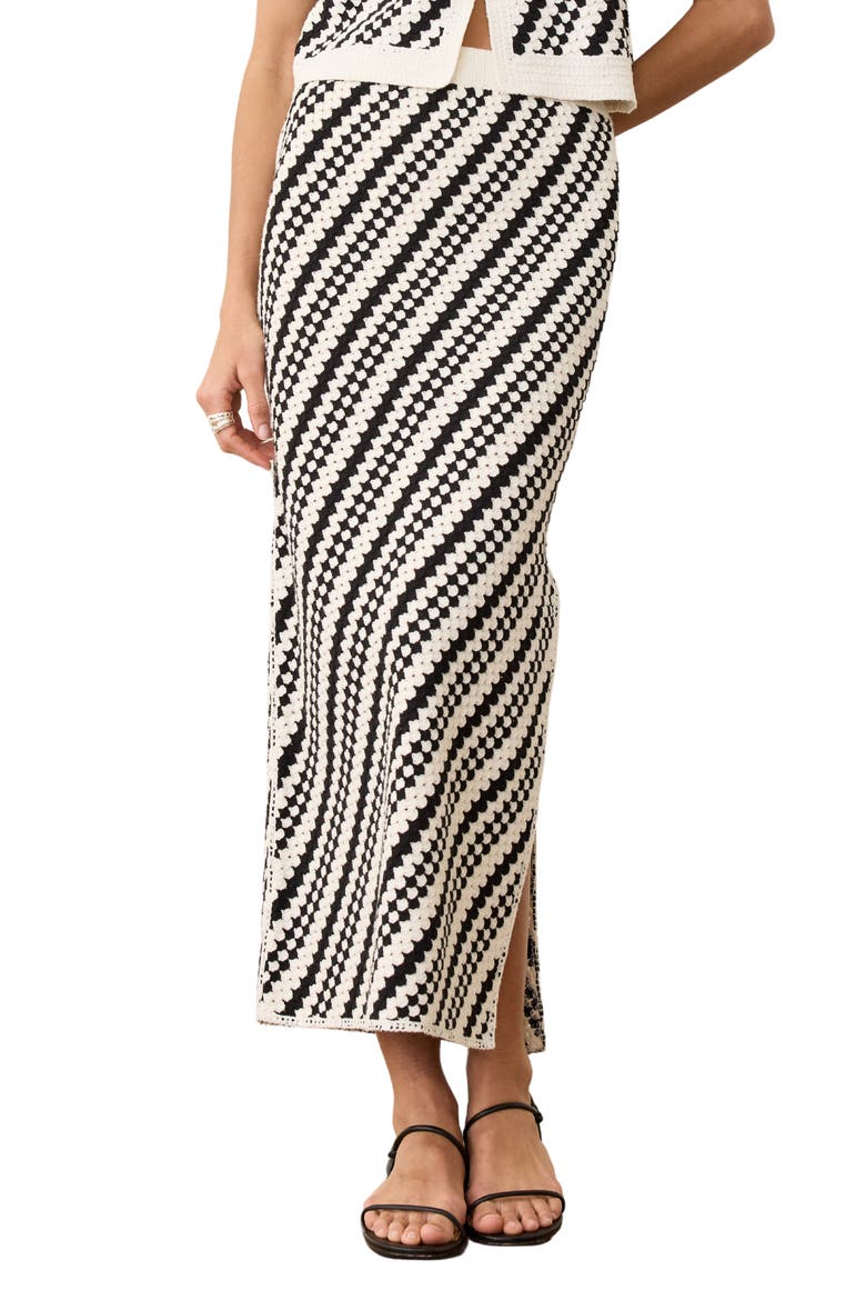 Sands Maxi Sweater Skirt, Main, color, BLACK/ CREAM STRIPE