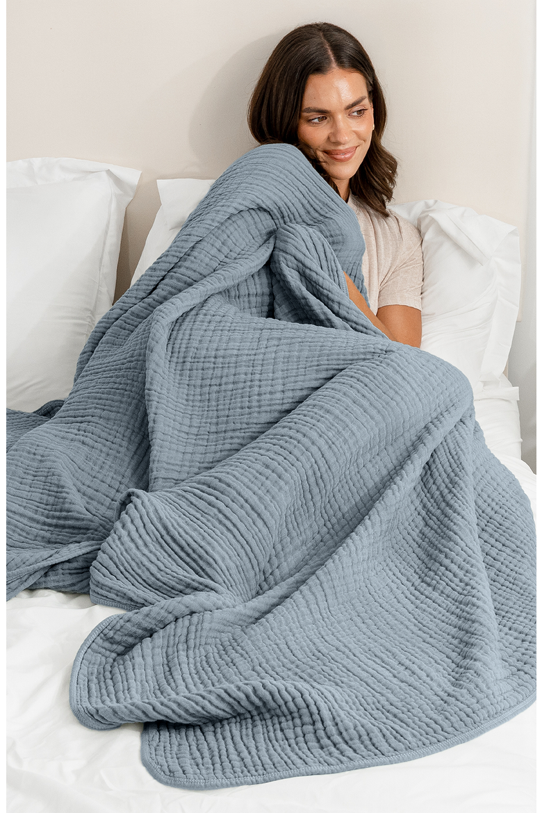 Muslin Large Throw Blanket - 50 x 70 inches, Alternate, color, Pacific Blue