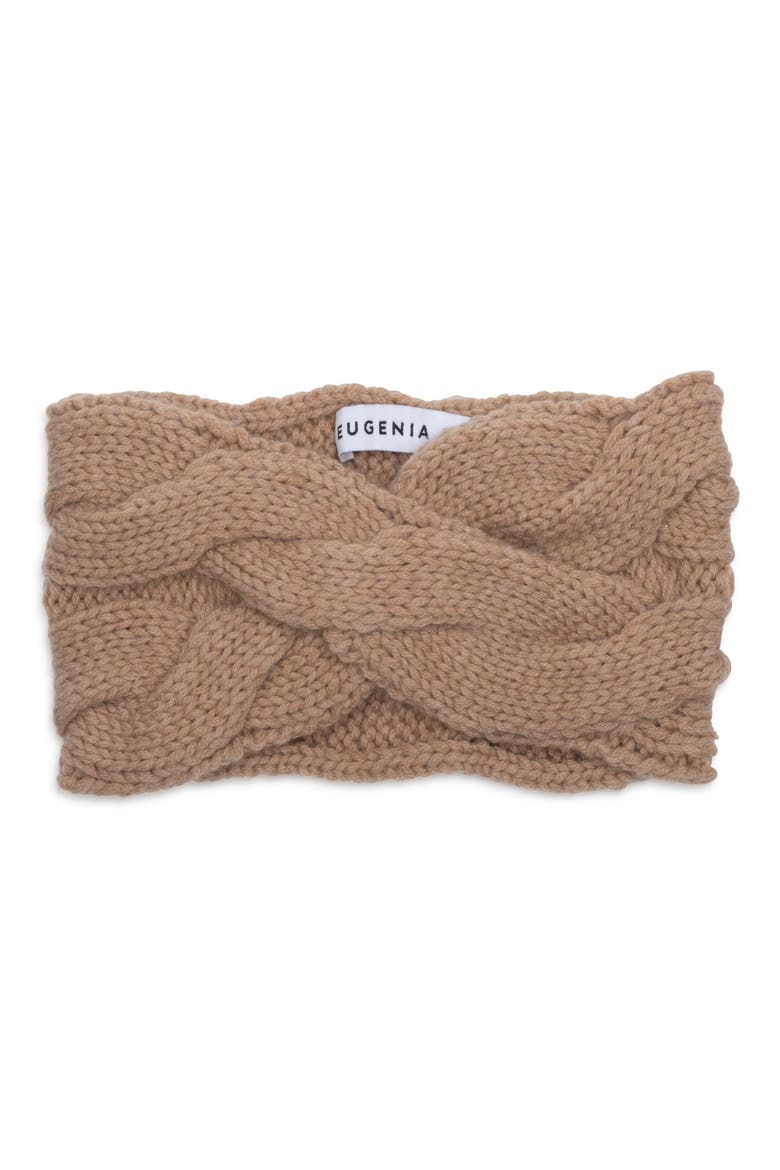 Merino Wool & Cashmere Knit Headband, Main, color, CAMEL