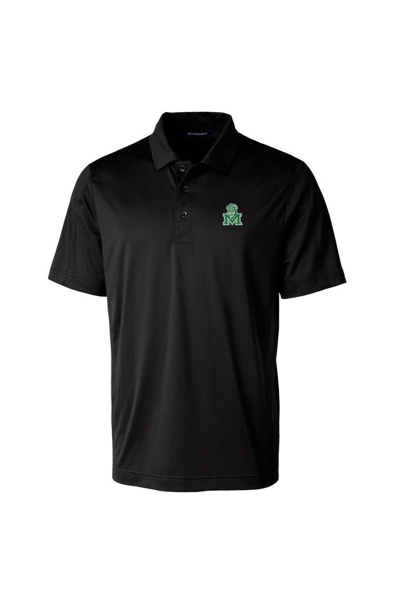 Cutter & Buck Black Marshall Thundering Herd Primary Team Logo Prospect Textured Stretch Polo, Alternate, color, Black