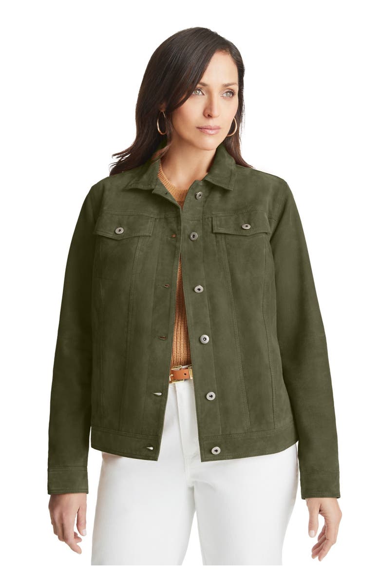 Jessica London Suede Jean Jacket, Alternate, color, 