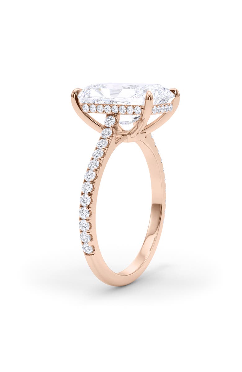 HauteCarat Radiant Cut Pavé Lab Created Diamond Ring, Alternate, color, 2.00 Ctw 18K Rose Gold