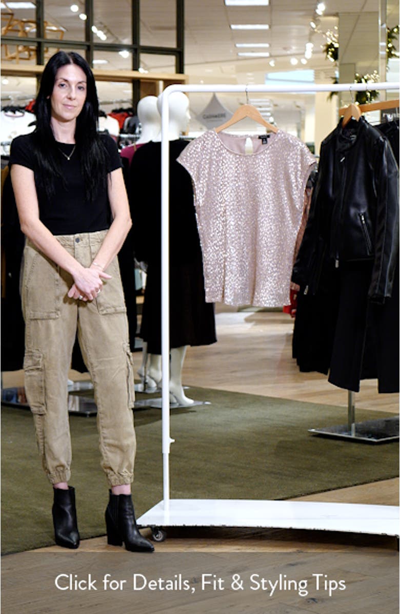 Metallic Print Cap Sleeve Shell, sales video thumbnail