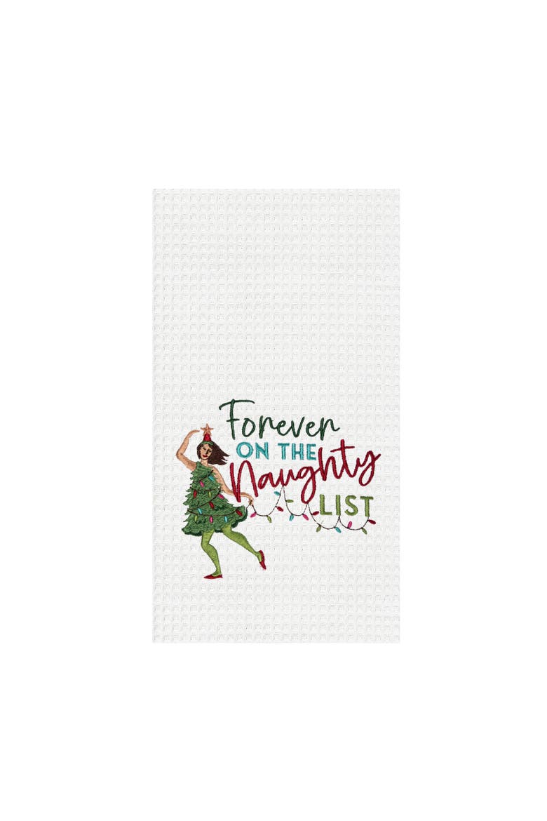Forever Naughty List Christmas Tree Outfit Funny Towel, Main, color, Green