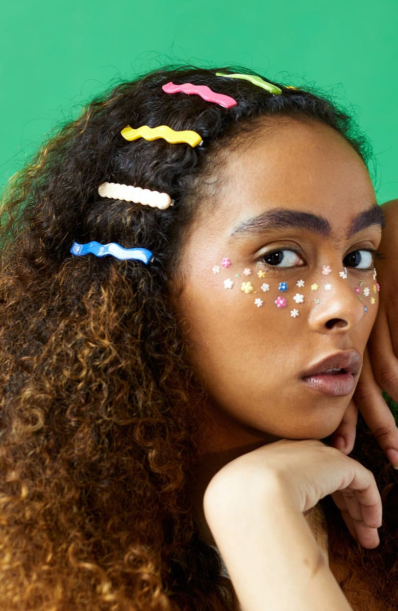 Chunks Shannons Waves Assorted 4-Pack Slide Barrettes, Alternate, color, Green Multi