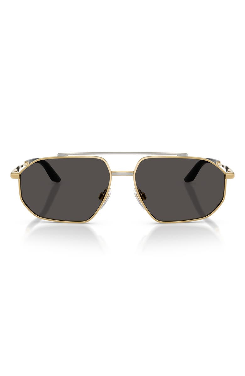 Dolce&Gabbana 59mm Pilot Sunglasses, Main, color, Gold/ Silver / Dark Grey