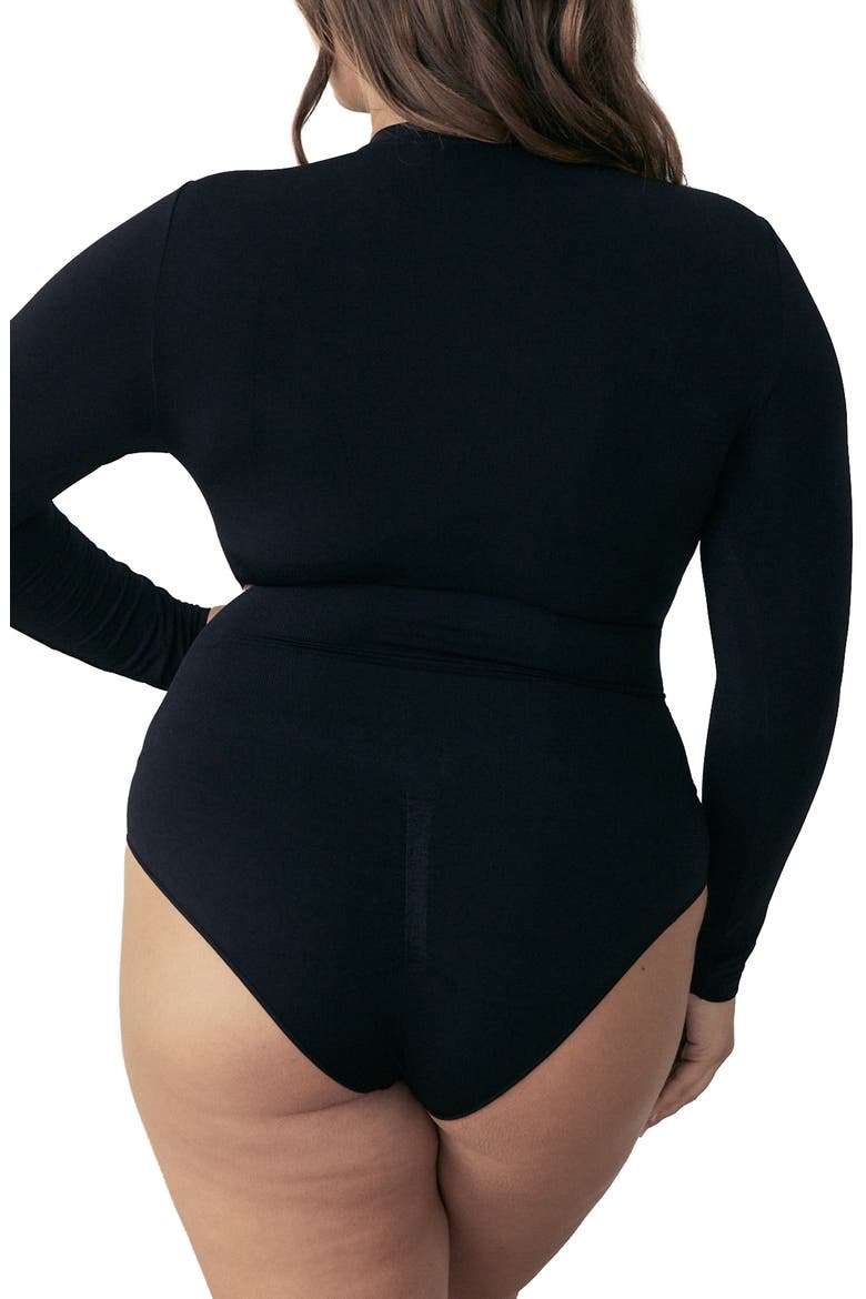 Butter Sculpt Long Sleeve Bodysuit, Alternate, color, BLACK