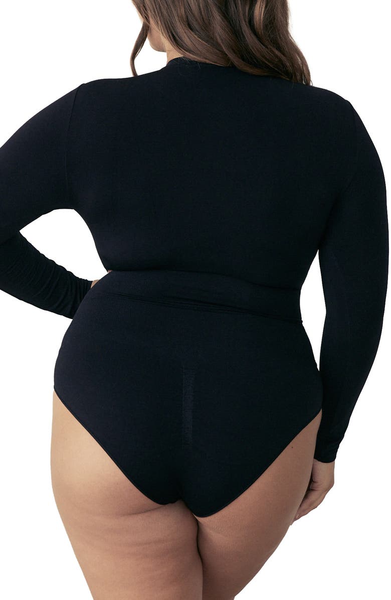 Pinsy Butter Sculpt Long Sleeve Bodysuit, Alternate, color, Black