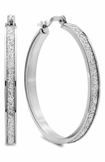40mm Stainless Steel Glitter Hoop Earrings