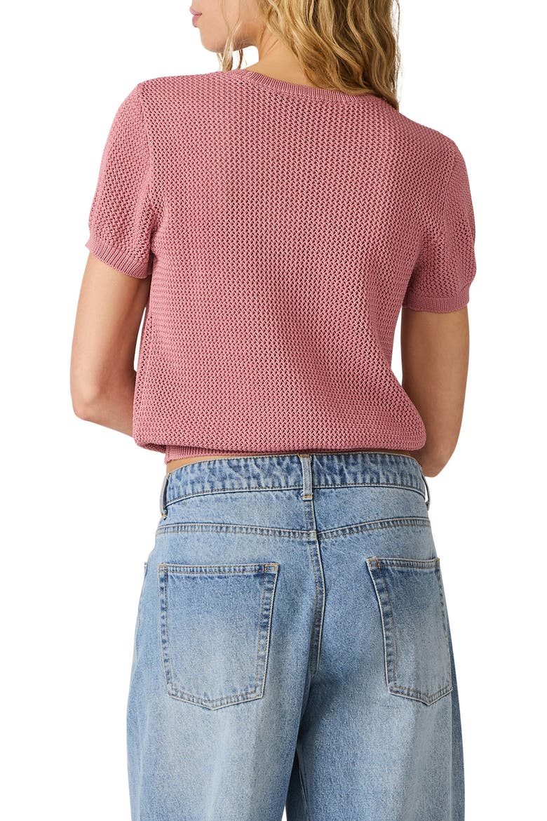 Blakelee Open Stitch Short Sleeve Sweater, Alternate, color, FRENCH ROSE